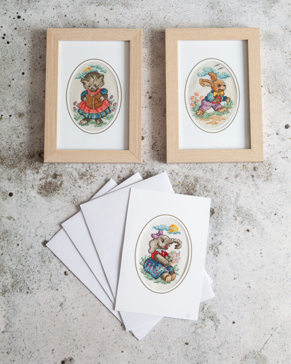 Söta djur - 3 pack kort/tavlor