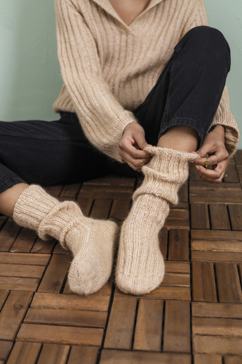 Bergamo – ribbstickade sockor