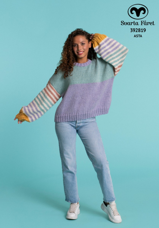 Vid tröja med randiga ärmar 