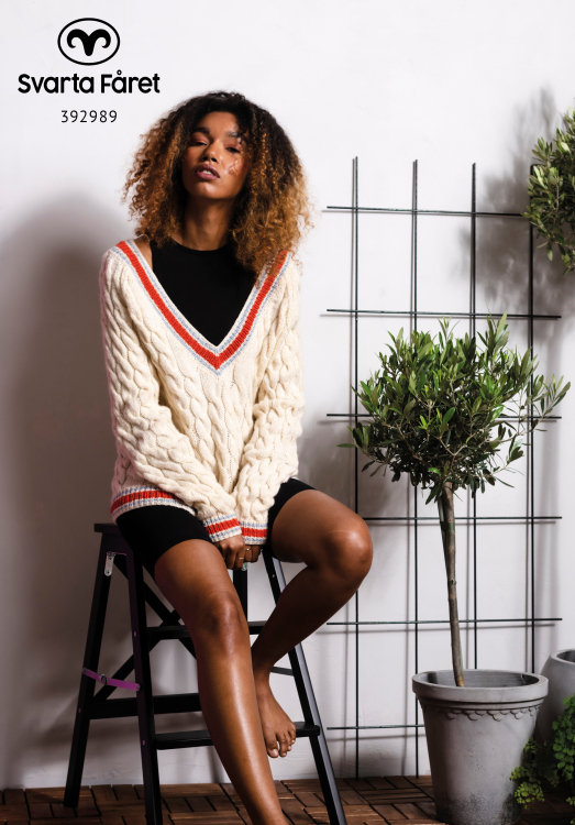 Varadero - flätstickad tröja med v-ringning 